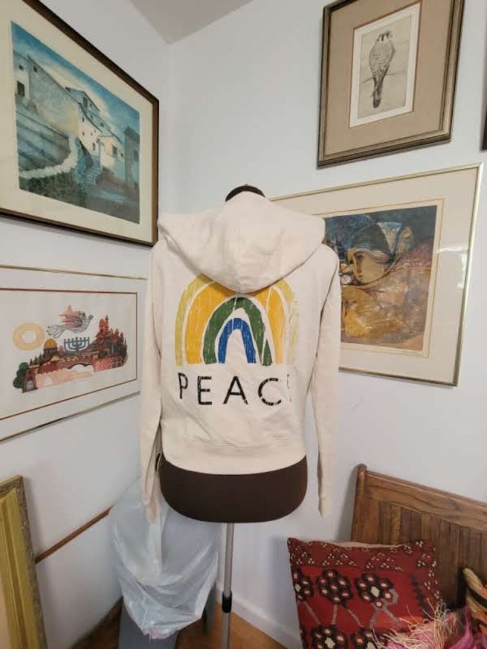 Yes And Peace Sweatshirt Hoodie 100% Organic Cotton Size XS